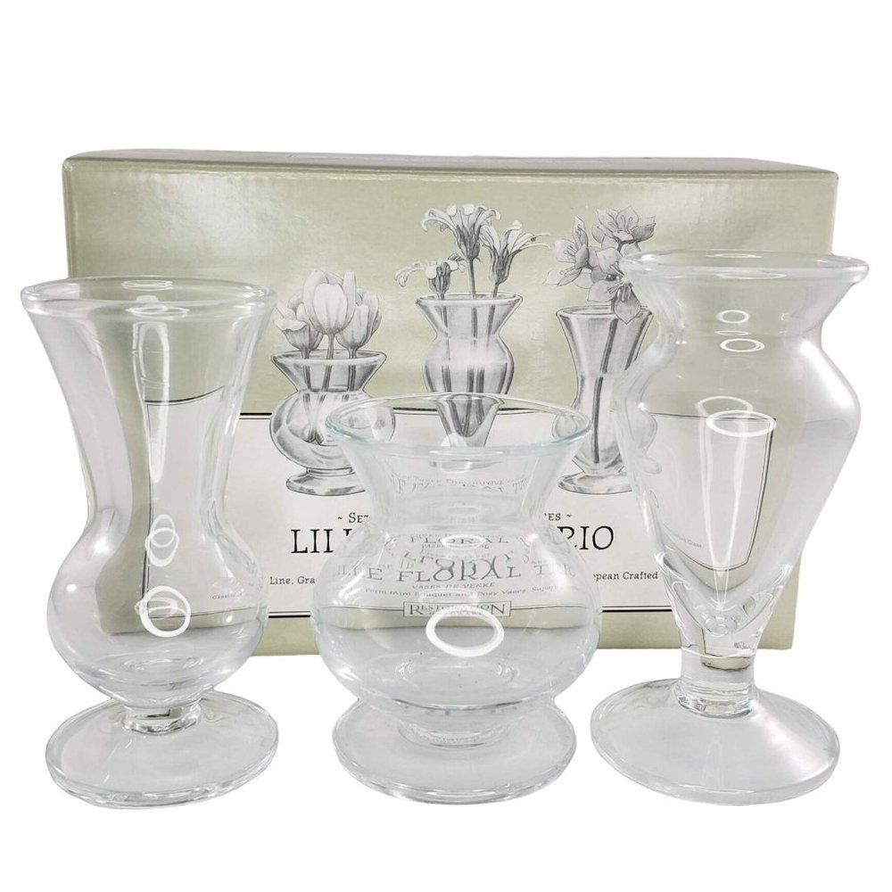 Restoration Hardware Little Floral Trio Miniature Vases Set
